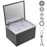 VEVOR Bac à glace encastrable 44,24 L 507x407x333 mm, boîte isotherme pour glace en acier inoxydable, avec couvercle à charnière, tuyau et bouchon de vidange inclus, pour boisson fraîche, cuisine, bar