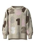 NAME IT Sweatshirt 'NMFOLYDIA' bruin / grijs gemêleerd / rosa / wit