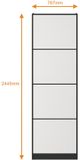 Vente-unique Schuifdeuren voor kast in staal - Zwart en gehard matglas - H250 x B150 cm - ATERMA