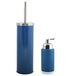 MSV Toiletborstel in houder 38 cm/zeeppompje 275 ml set Moods - metaal/keramiek - blauw/zilver