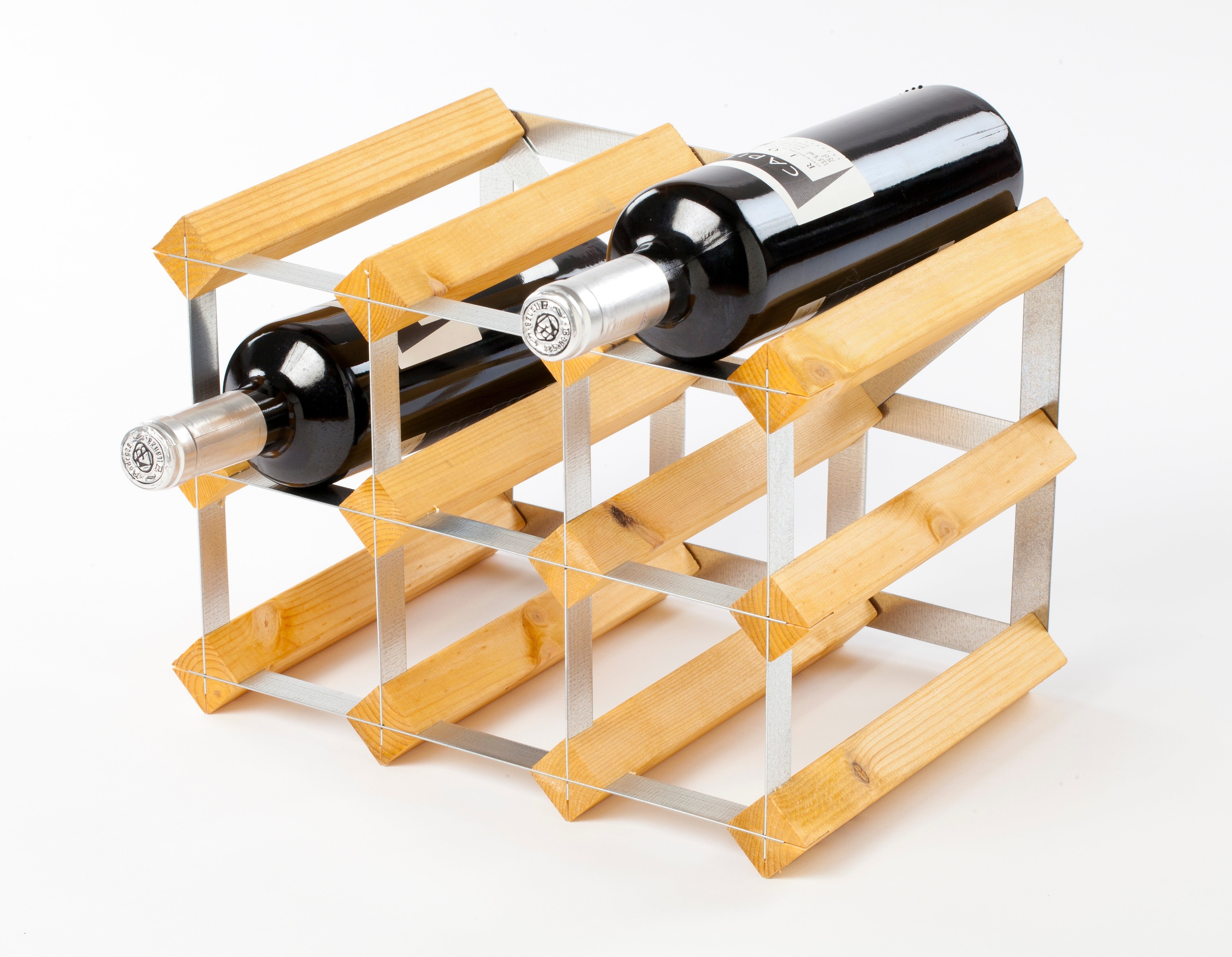 Traditional Wine Rack Co. Wijnrek hout / staal . 9 flessen lichtbruin