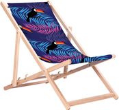 GreenBlue GB183 - Strandstoel - Klassieke beukenhouten ligstoel met Tukan-print - tot 110 kg