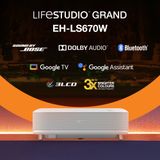 Epson Lifestudio Grand EH-LS670W 4K smart laser beamer met ultrakorte projectieafstand, geluid door Bose, Google TV
