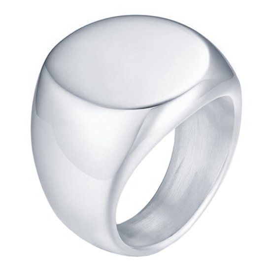 Mendes Stalen heren ring Mendes Ronde Zegel Zilverkleurig-19mm