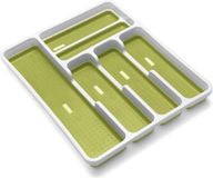 Addis Premium antislip zachte basislade bestek organizer lade, 6 compartimenten, wit en groen