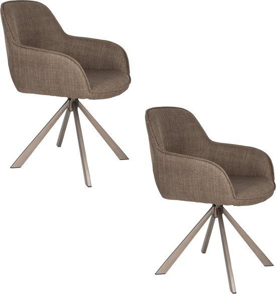 Housecraft living Toye eetkamerstoelen armleuning draaibaar bruin - set van 2
