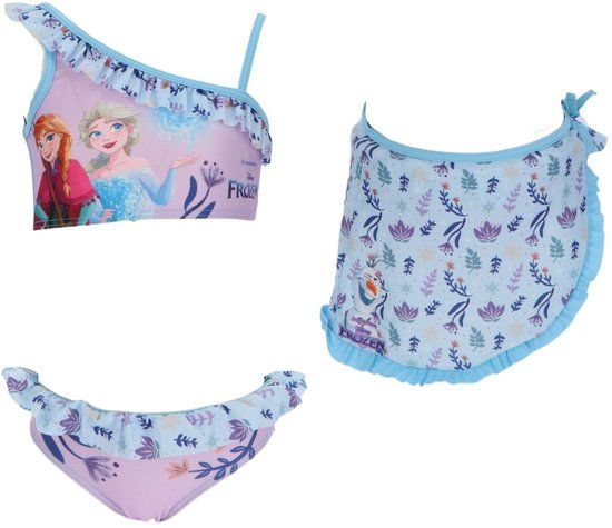 4KidsOnly Frozen Bikini met Sarong - Maat 98/104 - Blauw - Bikini Meisjes