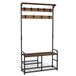 Vounot Kapstok voor entree, 4-in-1, met bank en schoenenrek, 3 niveaus, met 9 afneembare haken, ingangsmeubels, 185 x 85 x 33 cm, frame van robuust staal, kantelbeveiliging