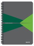 Leitz Office Collegeblok - A5 geruit notitieboek, spiraalbinding, 360 graden opening, 90 pagina's, hardcover, groen/grijs