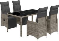 vidaXL 5-delige Bistroset met kussens, poly rattan, grijs