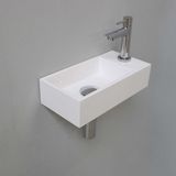 INK Panda Ink Fonteinset Versus Rechthoek Rechts 36x18x9cm Polystone Glans Wit Toiletkraan Sifon Plug Glans Chroom