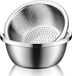 Sans marque 304 Inox Passoire avec Bol mélangeur - Set de passoire de cuisine 2-en-1 - 5 litres Grande Passoire - Passoire Inox Métal pour Riz, Pâtes & Légumes - Lavable au lave-vaisselle - 24x10 cm