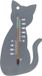 Nature Buitenthermometer - kat / poes - grijs - 15 cm - tuin thermometer