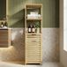 en.casa Armoire de salle de bain Anun avec panier à linge 130x36x33 cm couleur bois et beige