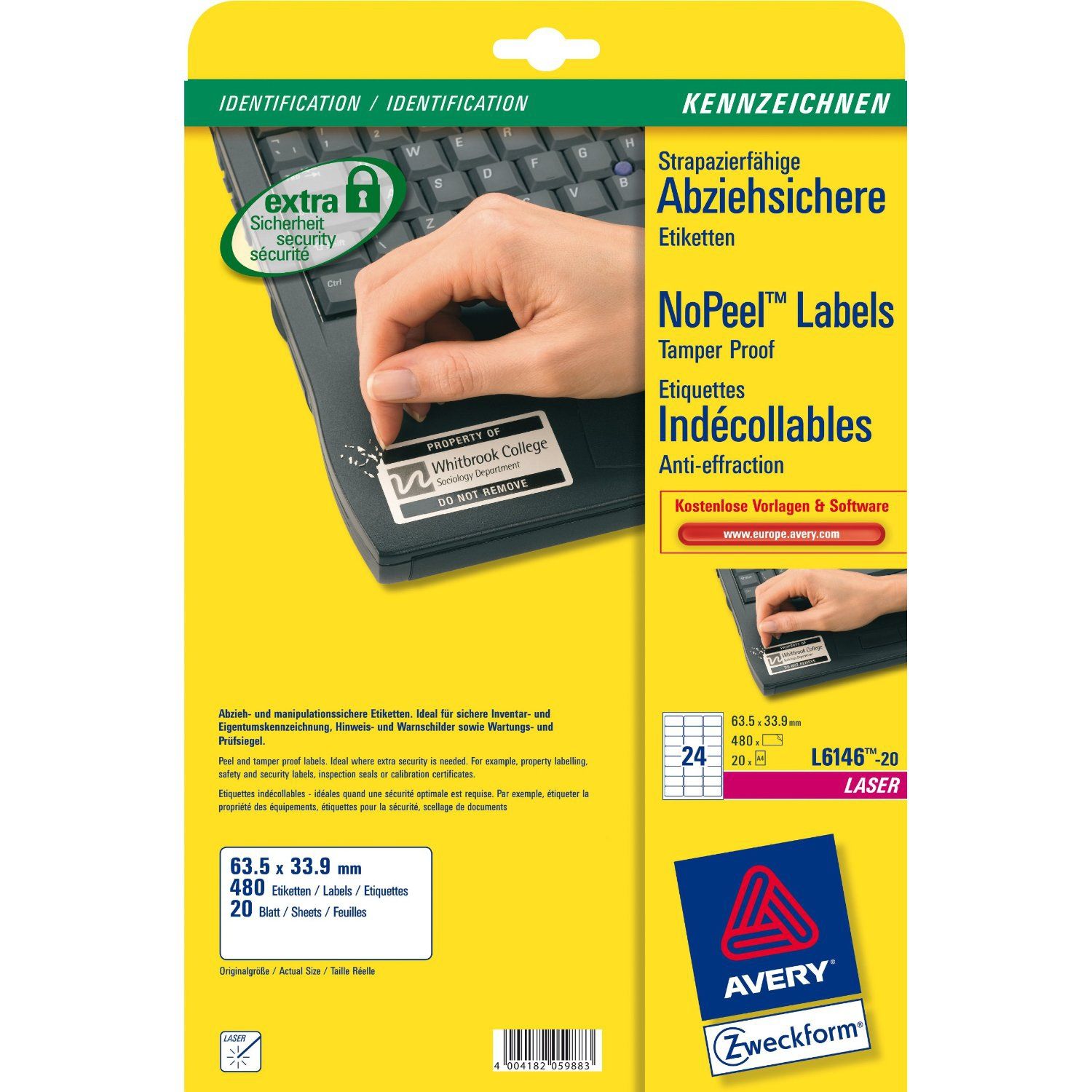 Avery L6146-20 - Etiketten - wit