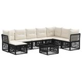 vidaXL Tuinbank - Set - 9 - st - Zwart - poly - rattan