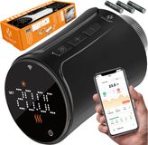KESSER® 4x Thermostatische radiatorafsluiter slimme radiatorafsluiter | Thermostatische radiatorafsluiter met app-bediening en LCD-scherm - Rond, Zwart