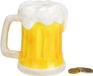 G. Wurm Spaarpot Bierglas Keramiek Geel/Wit 14 x 11 cm