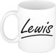 Bellatio Decorations Lewis Naam koffiemok - beker - met sierlijke letters - wit