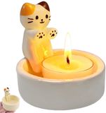 JJiaoLinin Kattenkaarshouder, schattige kattenkaarshouder, theelichthouder, kattenkaarshouder, kattendecoratie, kaarsenhouder, kat met warme poten, cadeaus voor kattenliefhebbers