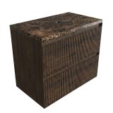Saniclass Badkamermeubelset - 80x45x63cm - Noche natuurstenen topblad dark emperador - zonder kraangat - 2 lades - mat eiken charcoal