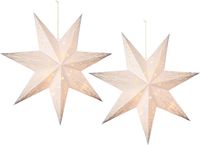 Lumineo Étoile de Noël décorative - 2x - blanc - 40 cm - à piles - 10 lampes LED - blanc chaud