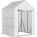Pangivo Serre de jardin avec étagères 2 niveaux bâche PE 140 g/m² châssis acier 143 x 143 x 195 cm blanc
