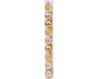Decoris Boules de Noël mélange de verre 3cm dans un tube de 9 pièces perle/or
