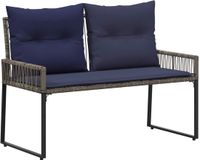 vidaXL Tuinbank 2-Seater 110 x 59 x 82 cm Polyrattan Grijs en Marineblauw