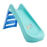 Bluey Opvouwbare glijbaan voor binnen en buiten, peuterglijbaan met ladder, eenvoudig vouwontwerp, duurzame plastic eerste glijbaan voor kinderen, 18+ maanden, lichtgewicht tuinspeelapparatuur