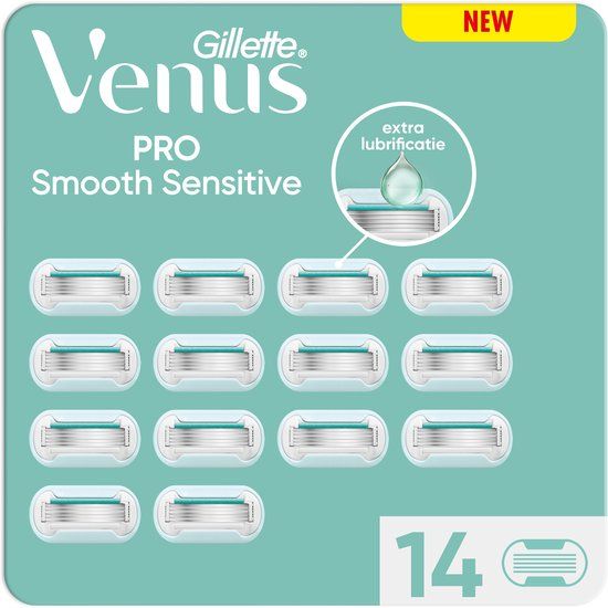 Gillette Venus Pro Smooth Sensitive Scheermesjes Voor Vrouwen - Voor De Gevoelige Huid - 14 stuks