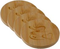 Merkloos Glasonderzetters - 4x - hout - rond - 10 cm