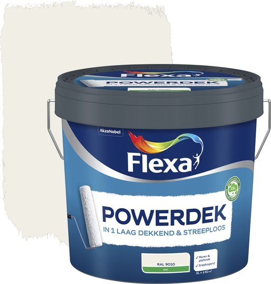 Flexa Powerdek Muurverf RAL 9010 - 5 liter
