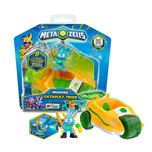 METAZELLS Imc toys Metazells Catapulttrike Orange + figuur Hoppy karakter S1 + 1 kaart, explosief voertuig, speelgoedcadeau voor jongens en meisjes + 3 jaar