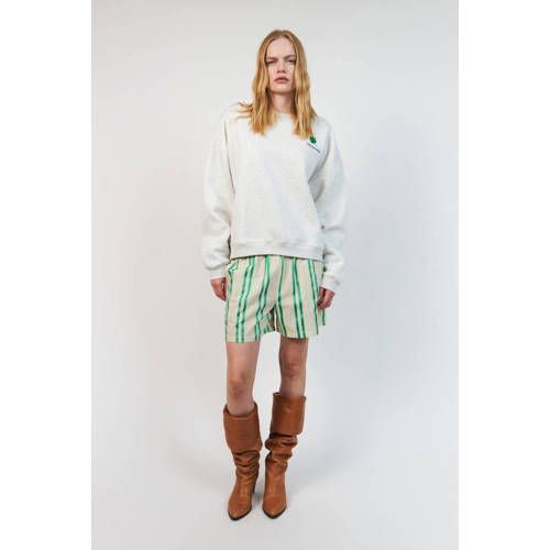 Lollys Laundry sweater met logo - grijs