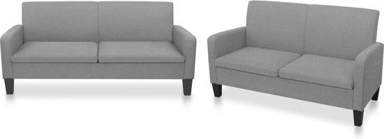 vidaXL 2-delig Bankstel - Stof - Lichtgrijs - Klassiek