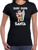 Bellatio Decorations Shoppartners Bv Surf dude Santa fun Kerstshirt / outfit zwart voor dames - Kerstkleding / Christmas outfit XL