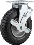 Merkloos Relaxdays Zwenkwiel met rem, 2,50-4, 120 kg, luchtband, zwart/zilver