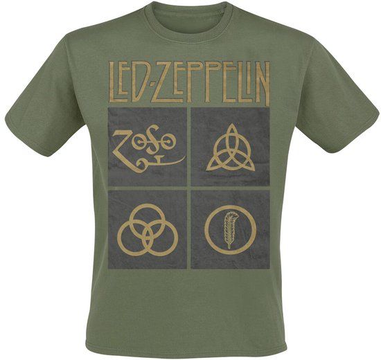Led Zeppelin Green Symbols Heren T-shirt - olijf - XL