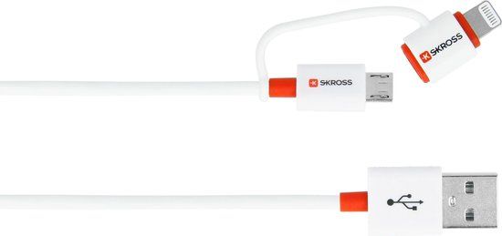 Skross 2-in-1 Lightning Kabel - 1m - Wit