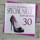 witte WHITE COTTON CARDS N304-30 verjaardagskaart voor de 30e verjaardag, handgemaakt, motief "Happy Birthday", 76,2 cm, wit