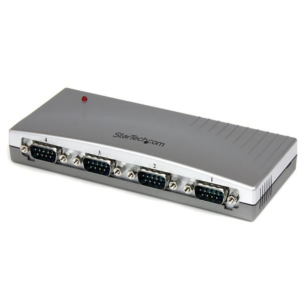 StarTech.com 4-poorts USB naar RS232 seriële DB9 adapter hub - Zilver