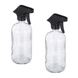 Relaxdays spuitfles glas, 2 x 500 ml, navulbaar, mist en straal, haarverzorging, schoonmaken, leeg, doorzichtig