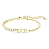 Swarovski Matrix Armband, Rond Slijpsel, Wit, 18 Karaat Gouden Afwerking