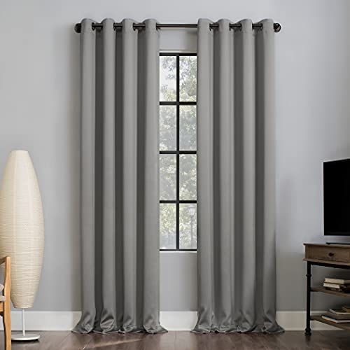 Sun Zero Nordic Theater Grade Blackout Grommet Curtain Panel Pair, 52" x 96", Silver