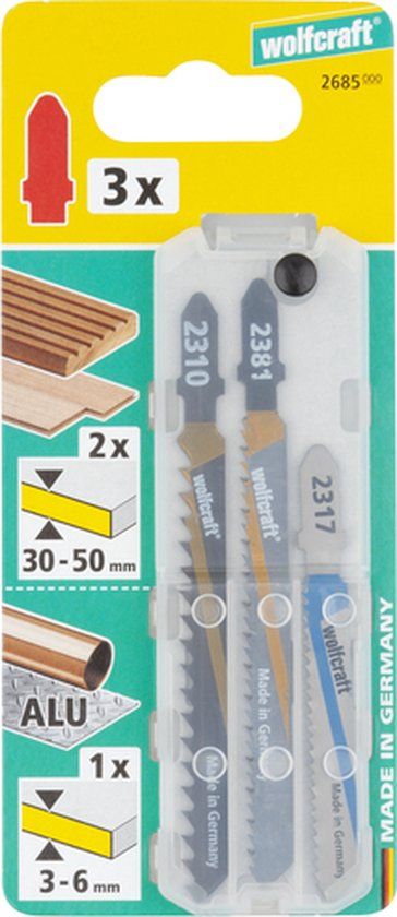 wolfcraft - Beginnerset decoupeerzaagbladen 3-delig, T-schacht - 2685000