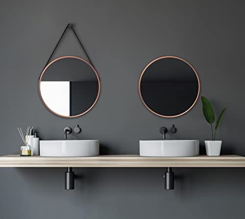 Talos Decoratieve ronde wandspiegel in mat koper Ø 50 cm