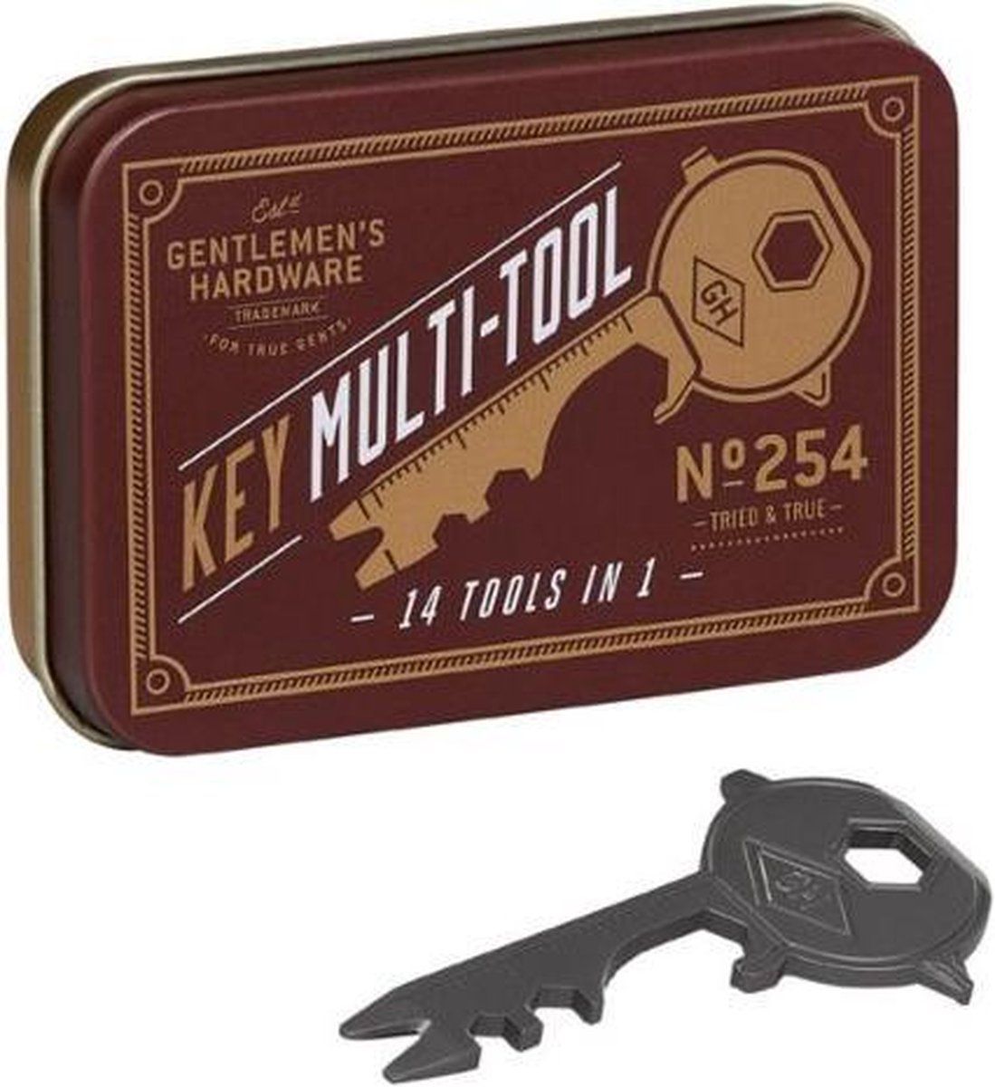 Gentlemen's Hardware Multitool Sleutel 6,2 x 3,2 cm RVS zilver