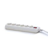 Stekkerdoos met 6 stopcontacten met enkele schakelaar, kabel 1,5 m, 3680 W max
