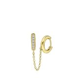 Lucardi Dames Goldplated oorring dubbel met zirkonia